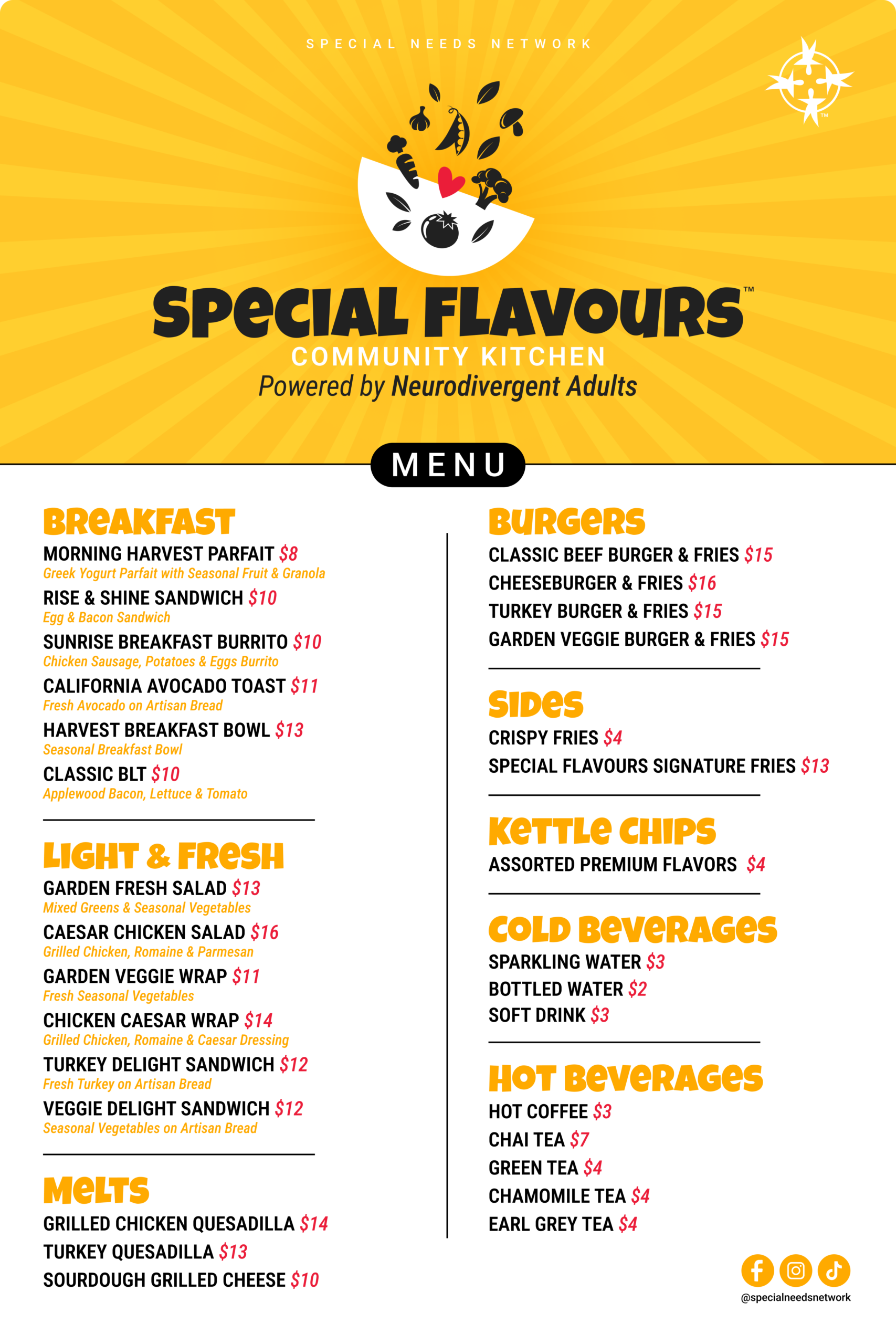 New Special Flavours Menu